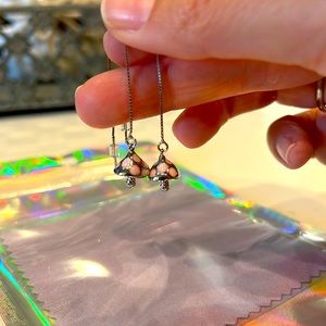 Mushroom Dangle earrings handmade with rhodium string earrings.